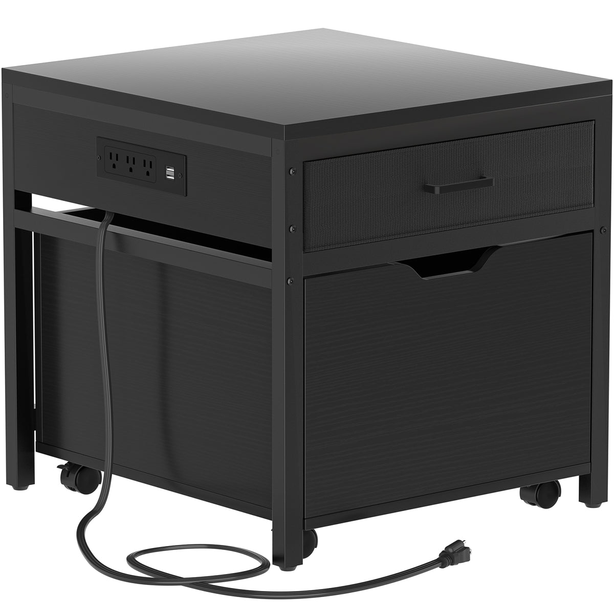 Mini Fridge Stand With Storage And Charging Station