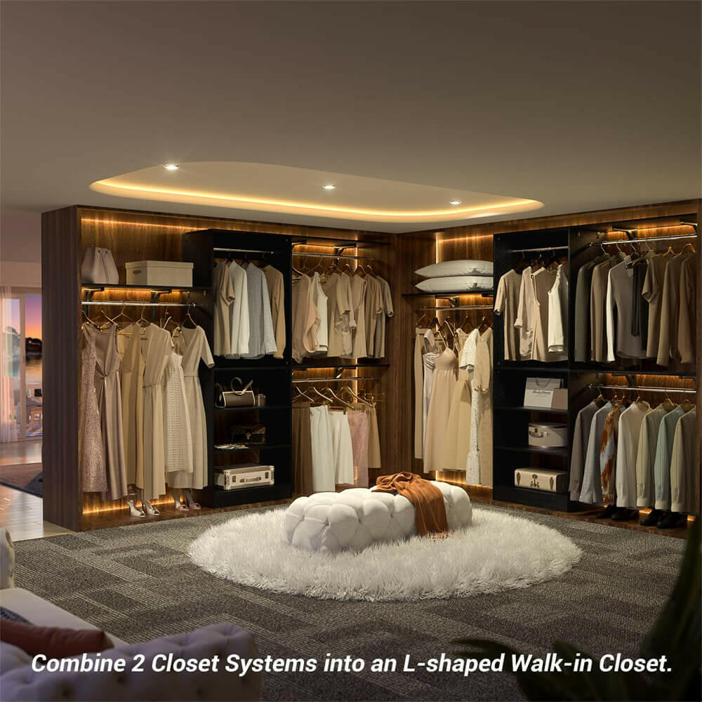 96'' Closet System with 5 Shelves & 3 Ajustable Shelf Towers