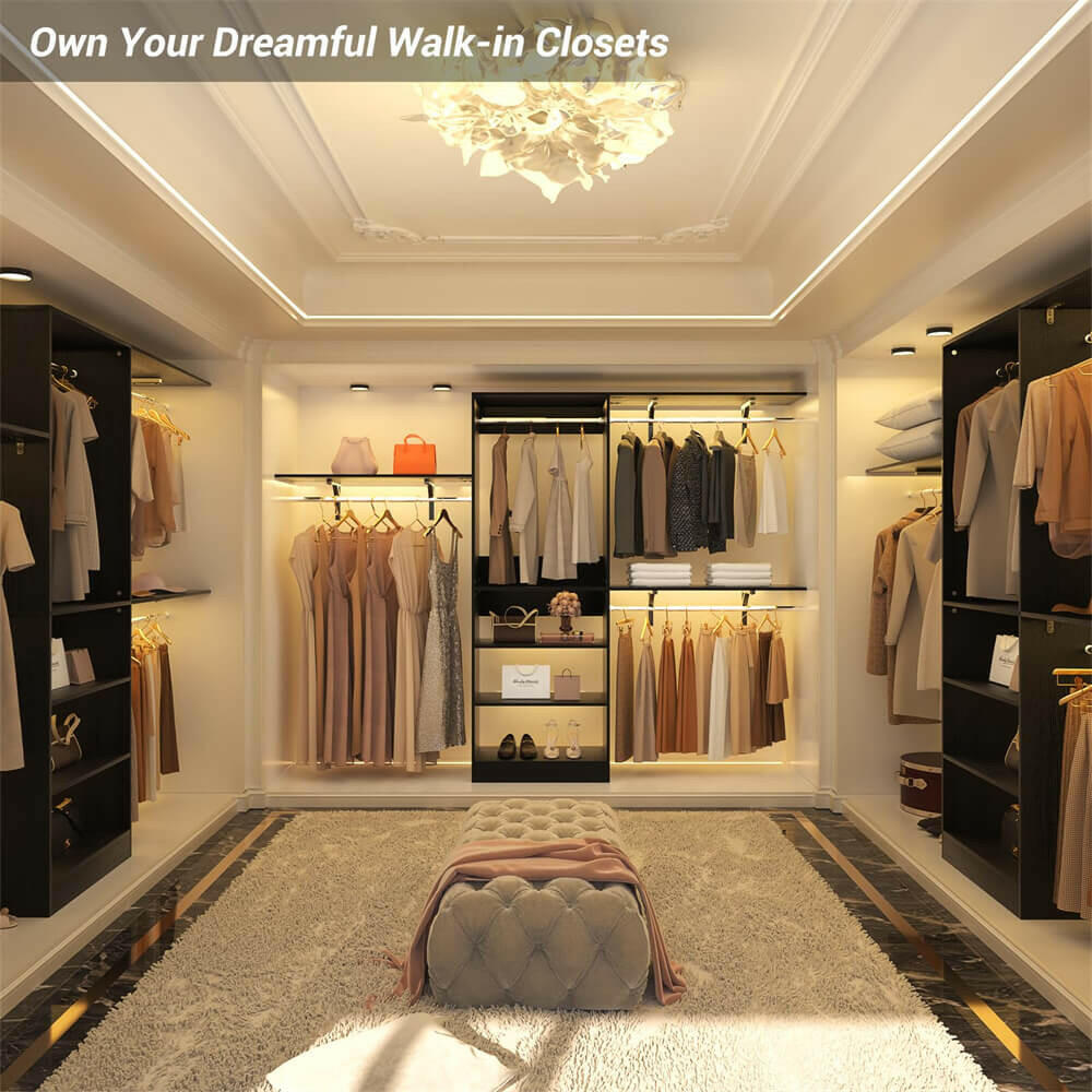 96'' Closet System with 5 Shelves & 3 Ajustable Shelf Towers