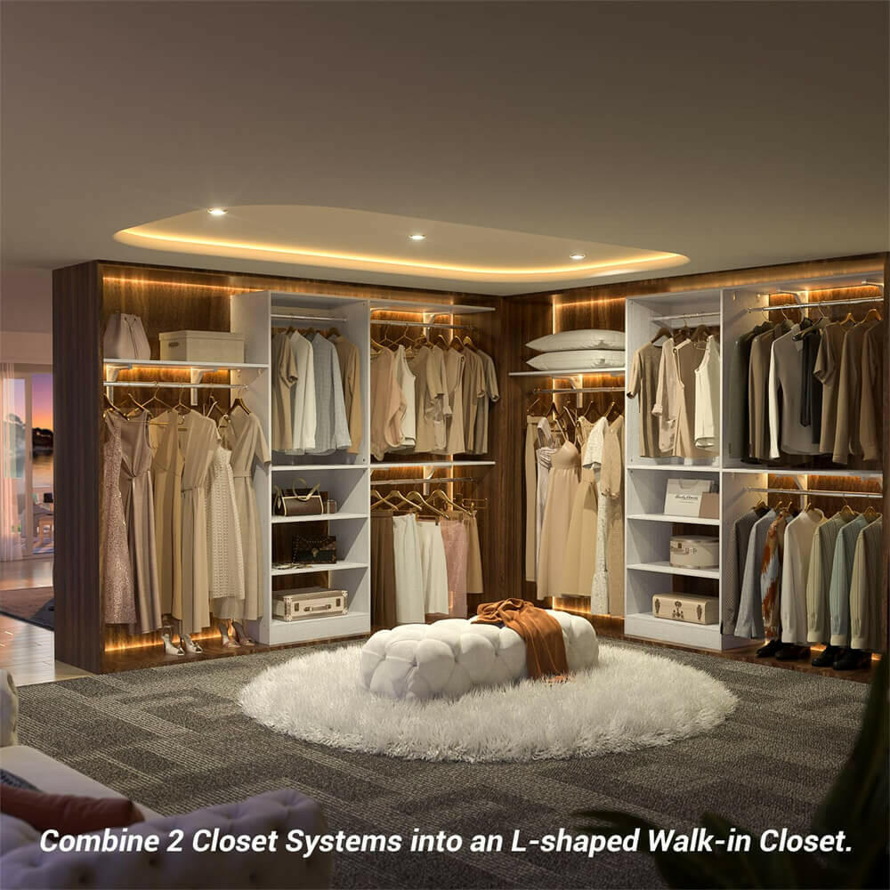 96'' Closet System with 5 Shelves & 3 Ajustable Shelf Towers