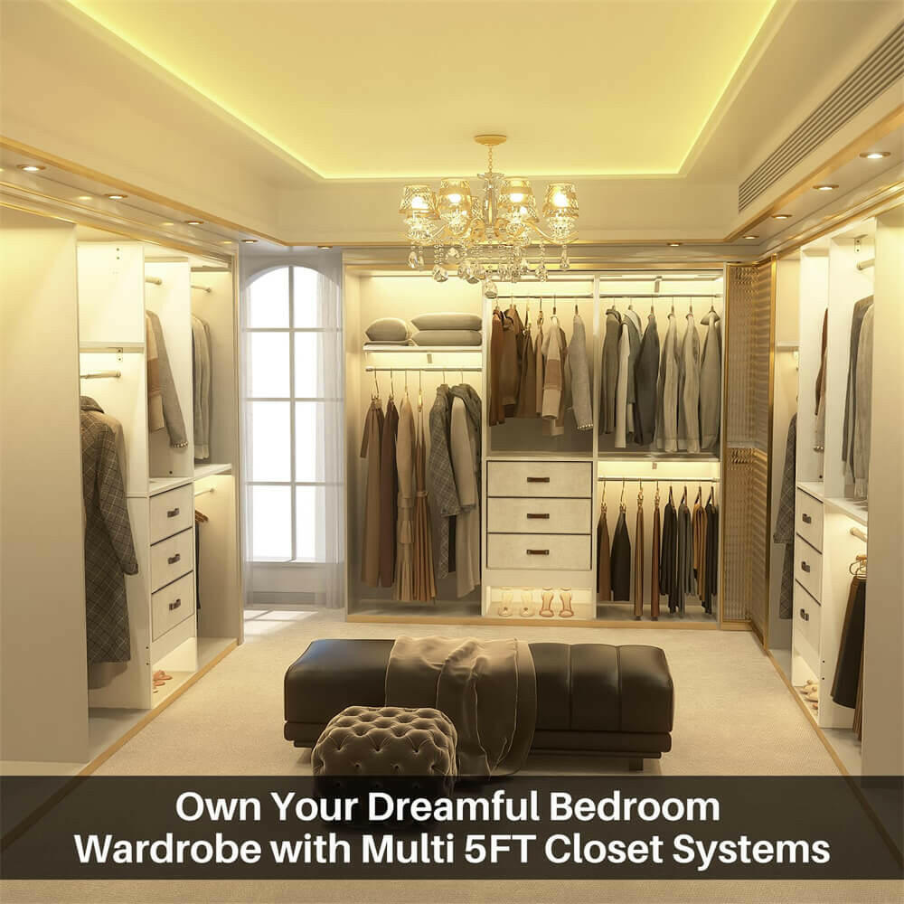 5FT Small Closet System with 3 Fabric Drawers