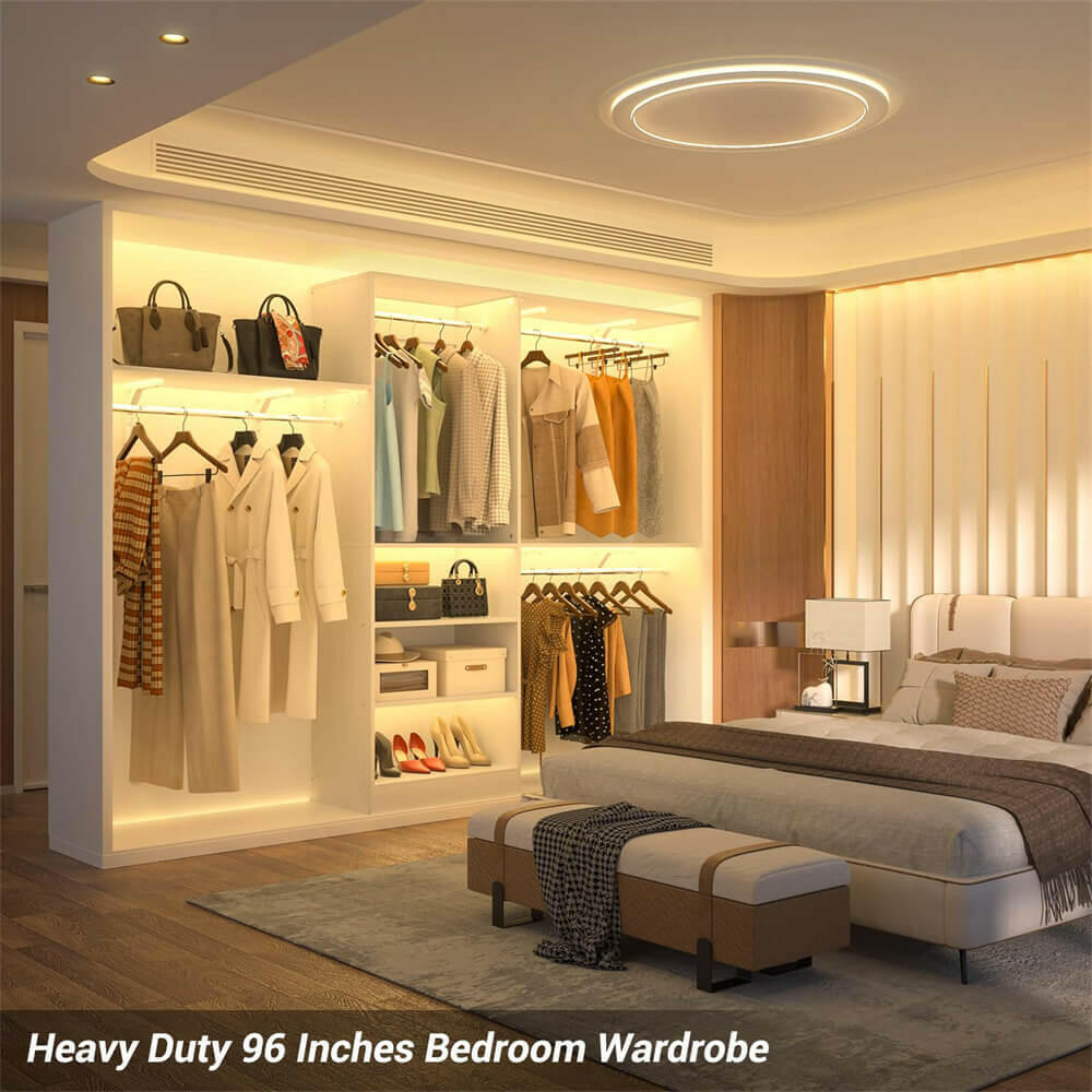 96'' Closet System with 5 Shelves & 3 Ajustable Shelf Towers