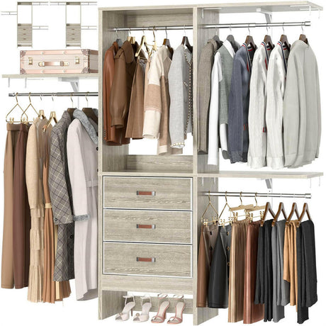 5FT Small Closet System with 3 Fabric Drawers