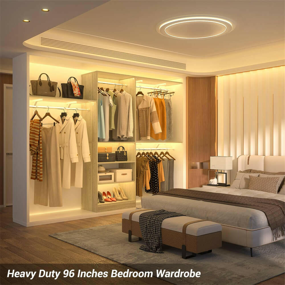 96'' Closet System with 5 Shelves & 3 Ajustable Shelf Towers