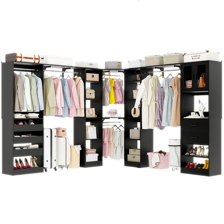 3-in-1 Walk in Closet System with Drawers and Shelves, Heavy Duty Closet Organizer System, 80'' Height, 2000 LBS Weight Capacity