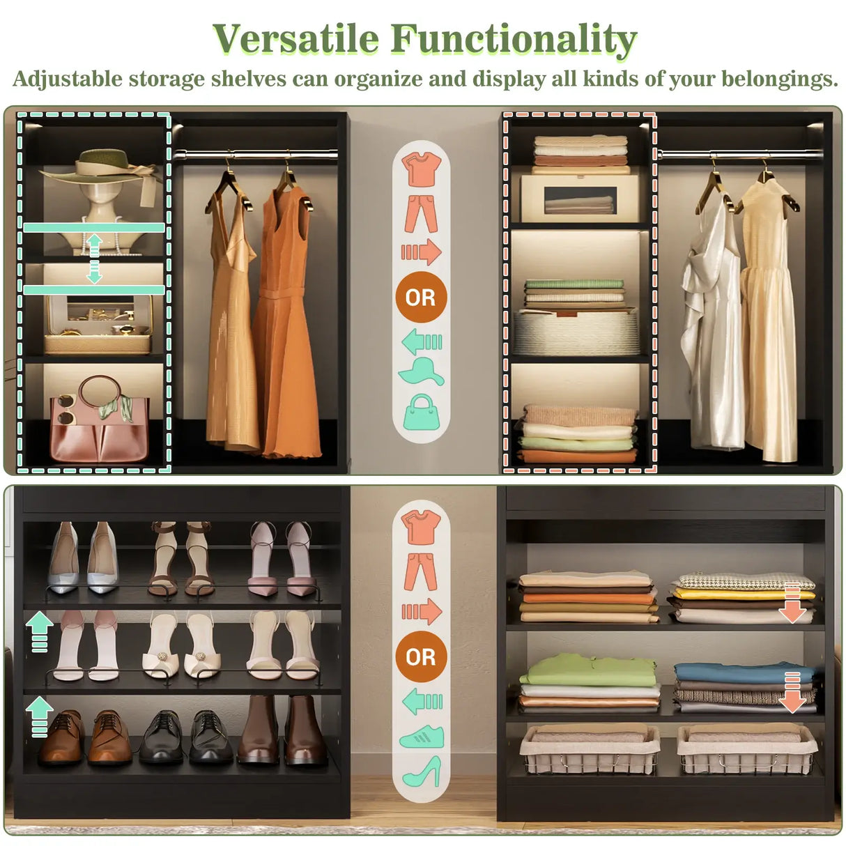 28-Inch Freestanding Closet Organizer with 2 Drawers and Shelves