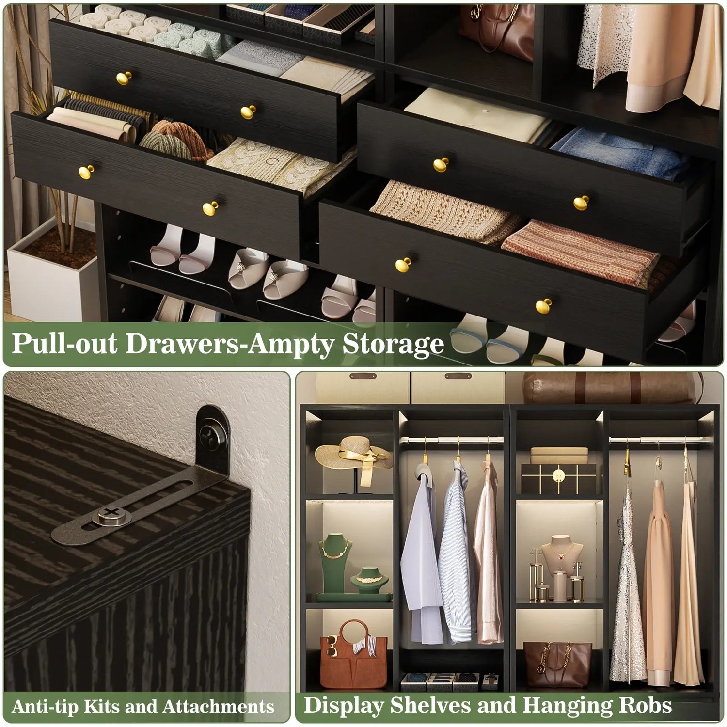 28-Inch Freestanding Closet Organizer with 2 Drawers and Shelves