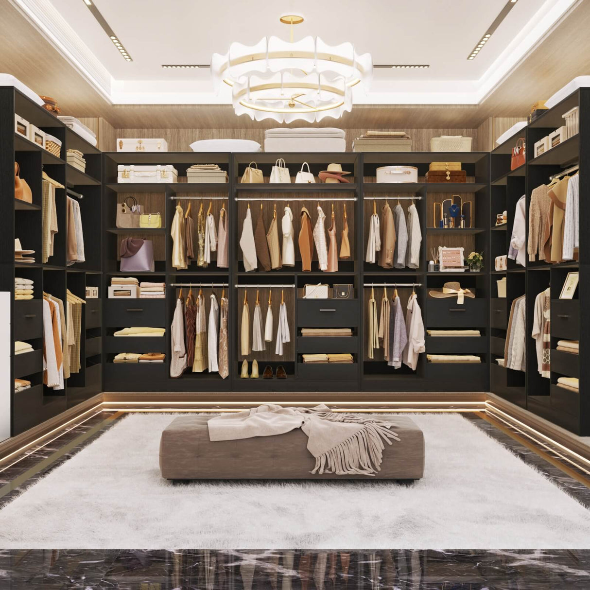 72 inch Walk in Closet Organizer with Drawers, Shelves and Hanging Rods, 2 Packs