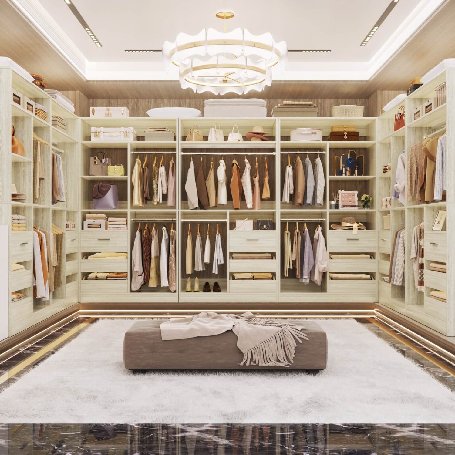 72 inch Walk in Closet Organizer with Drawers, Shelves and Hanging Rods, 2 Packs