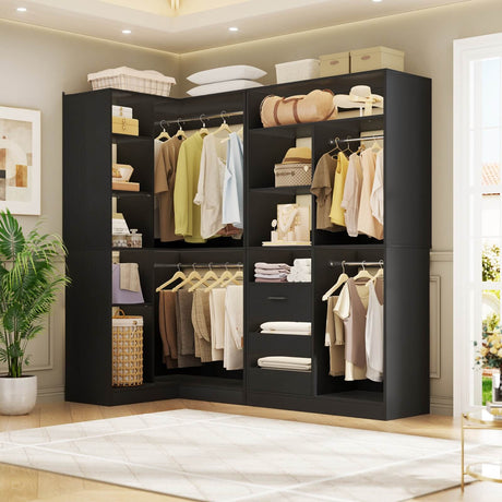 72'' Corner Closet Organizer System with Drawers and Shelves, Heavy Duty