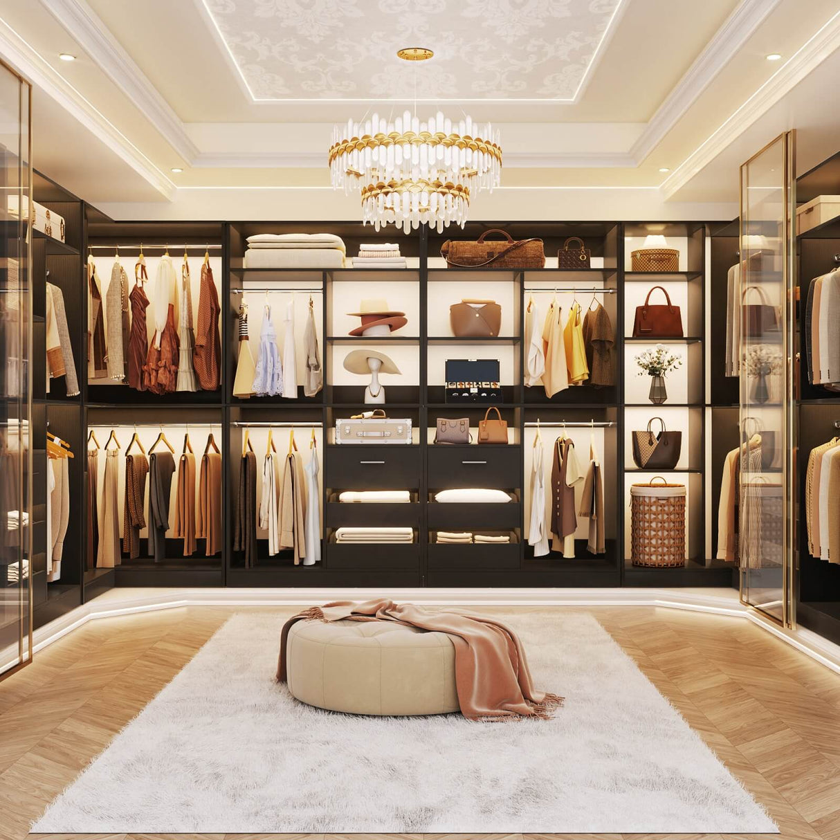 6FT Heavy Duty Corner Closet Organizer System with Drawers, Shelves and Hanging Rods