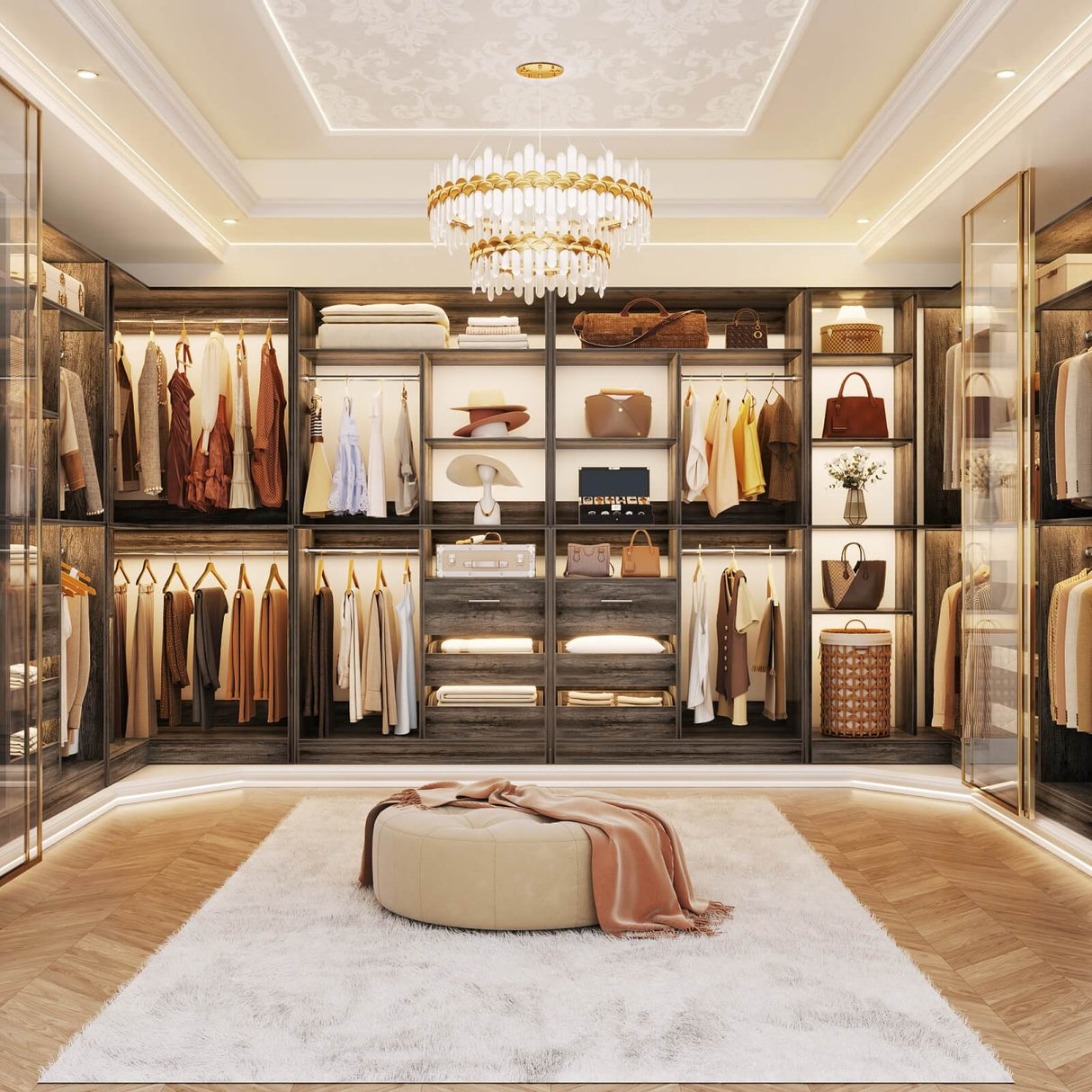 72'' Corner Closet Organizer System with Drawers and Shelves, Heavy Duty