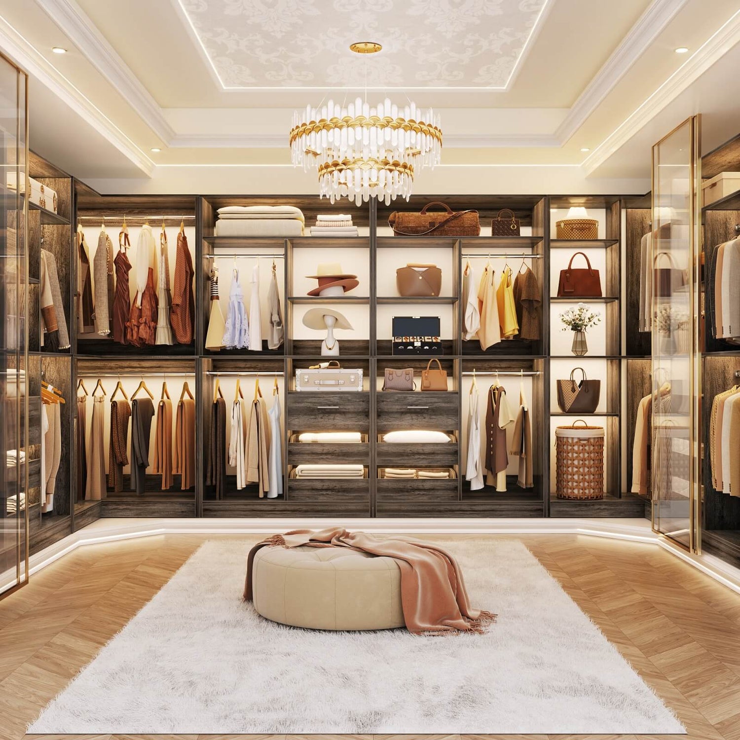 72'' Corner Closet Organizer System with Drawers and Shelves, Heavy Duty