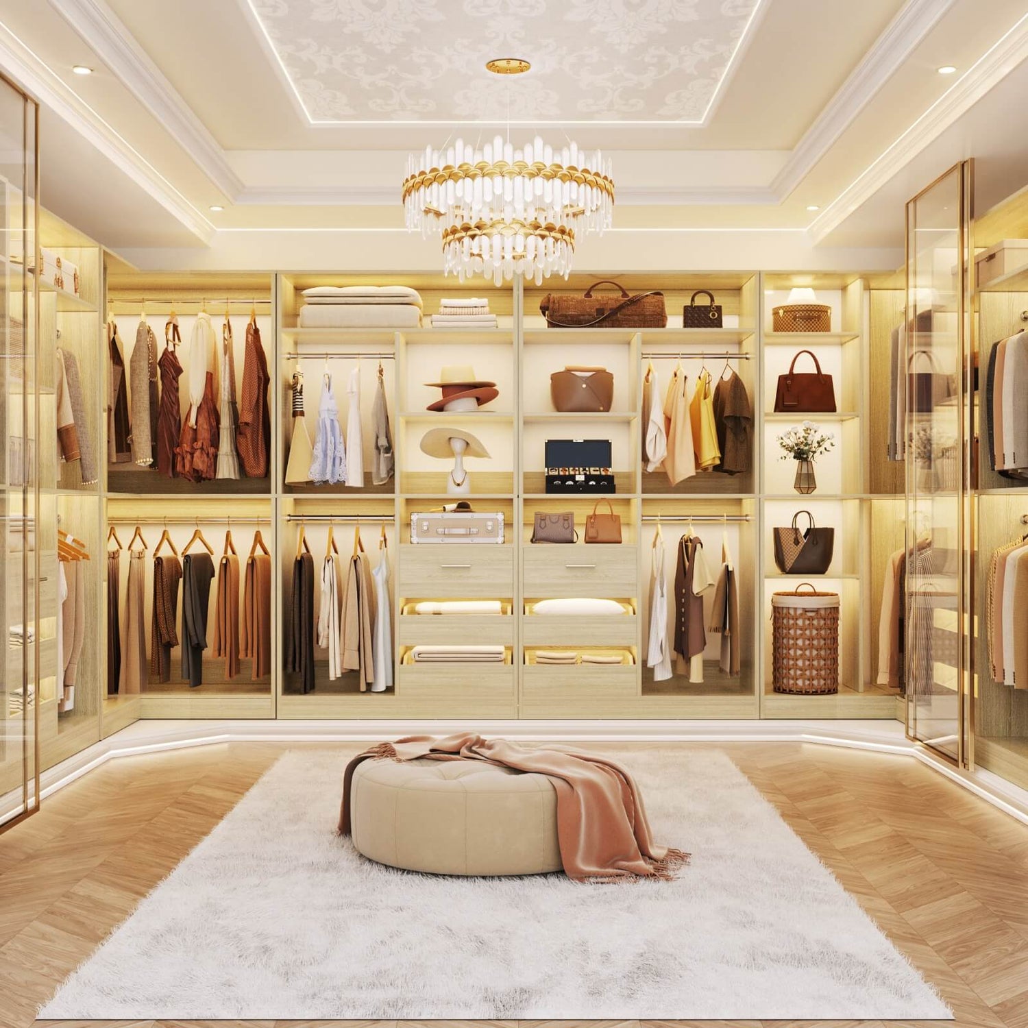 72'' Corner Closet Organizer System with Drawers and Shelves, Heavy Duty