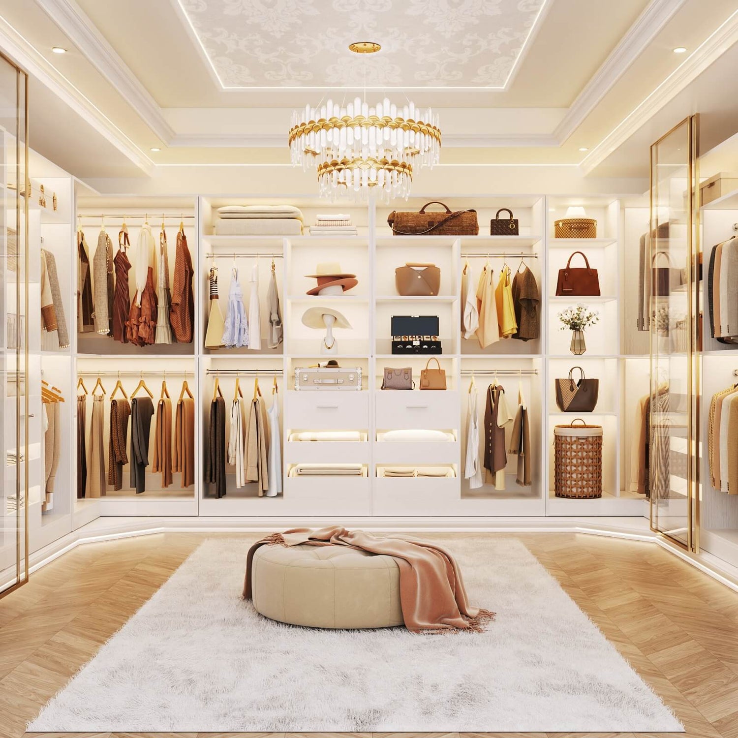 72'' Corner Closet Organizer System with Drawers and Shelves, Heavy Duty