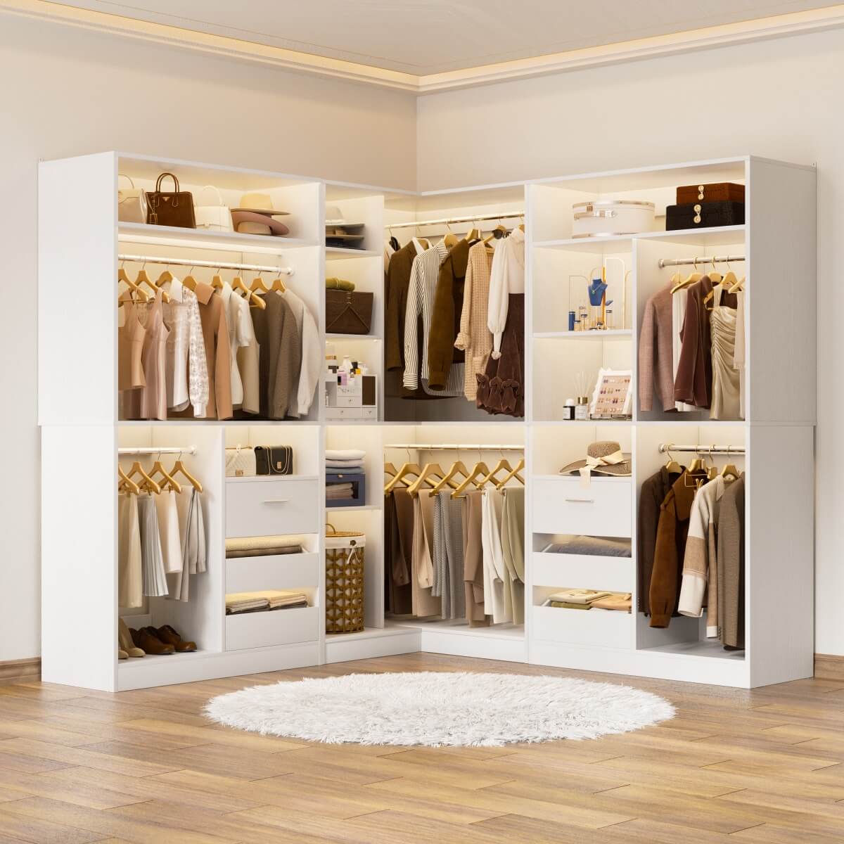 Unikito 3-in-1 Closet Systems, Walk-in Closet System with Drawers and ...