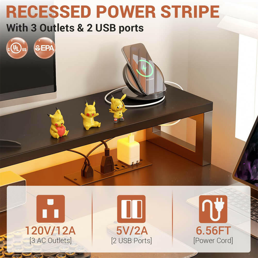 Unikito L Shaped Desk with File Drawer, 72.8" Reversible L Shaped Computer Desk with Power Outlet & LED Strip, Gaming Desk with Monitor Stand, Office Desk Corner Desk with Storage Shelf