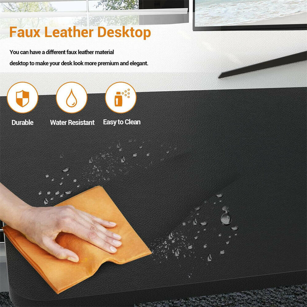 Unikito 55inch Computer Desk with Cabinet, Large L Desk with LED and Charging Station, Home Office Desk with Door and Storage, Office Desk with Power Outlet, Gaming Desk PC Table