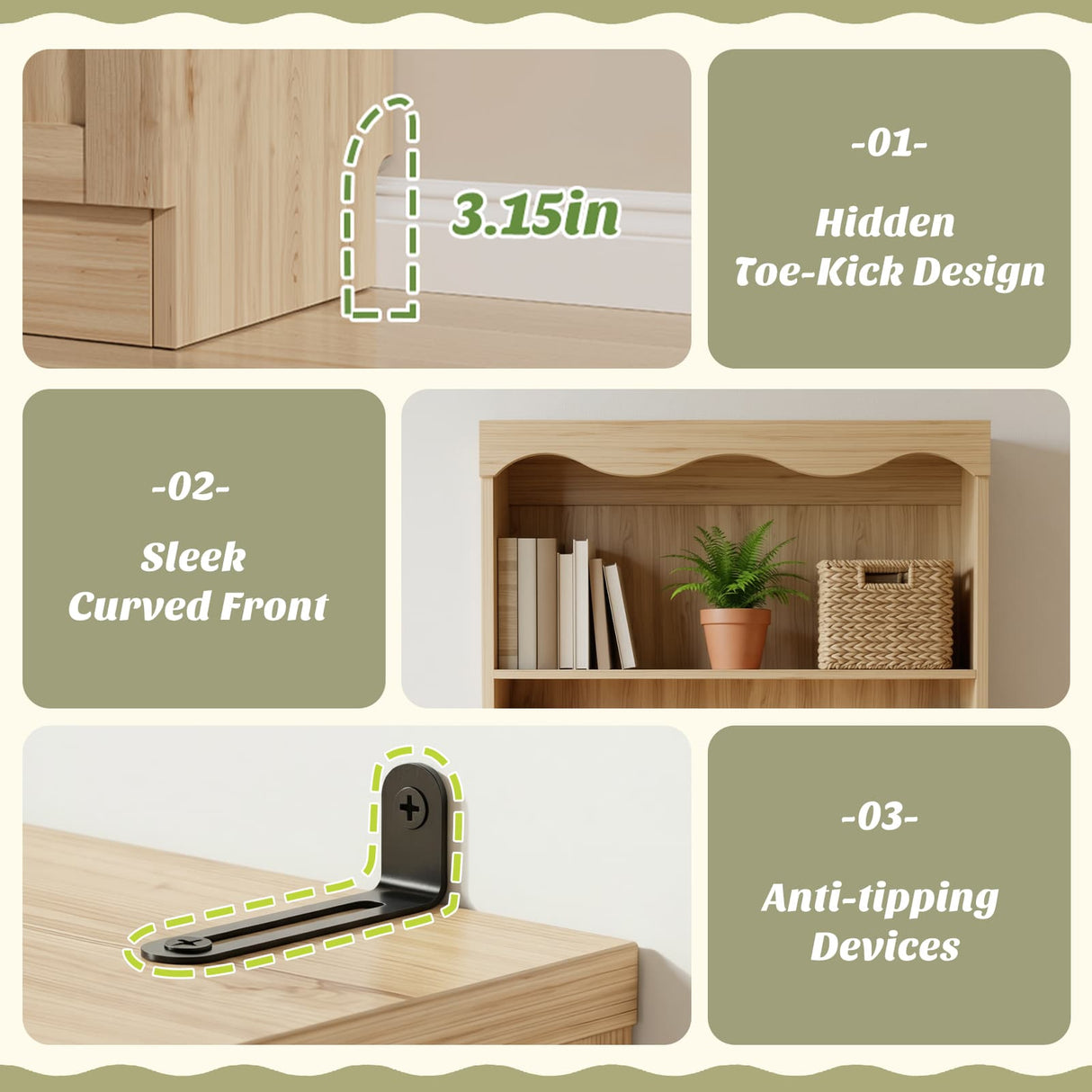 80'' Tall Bookcase with Drawer, Cabinet, and 3-Tier Open Shelves