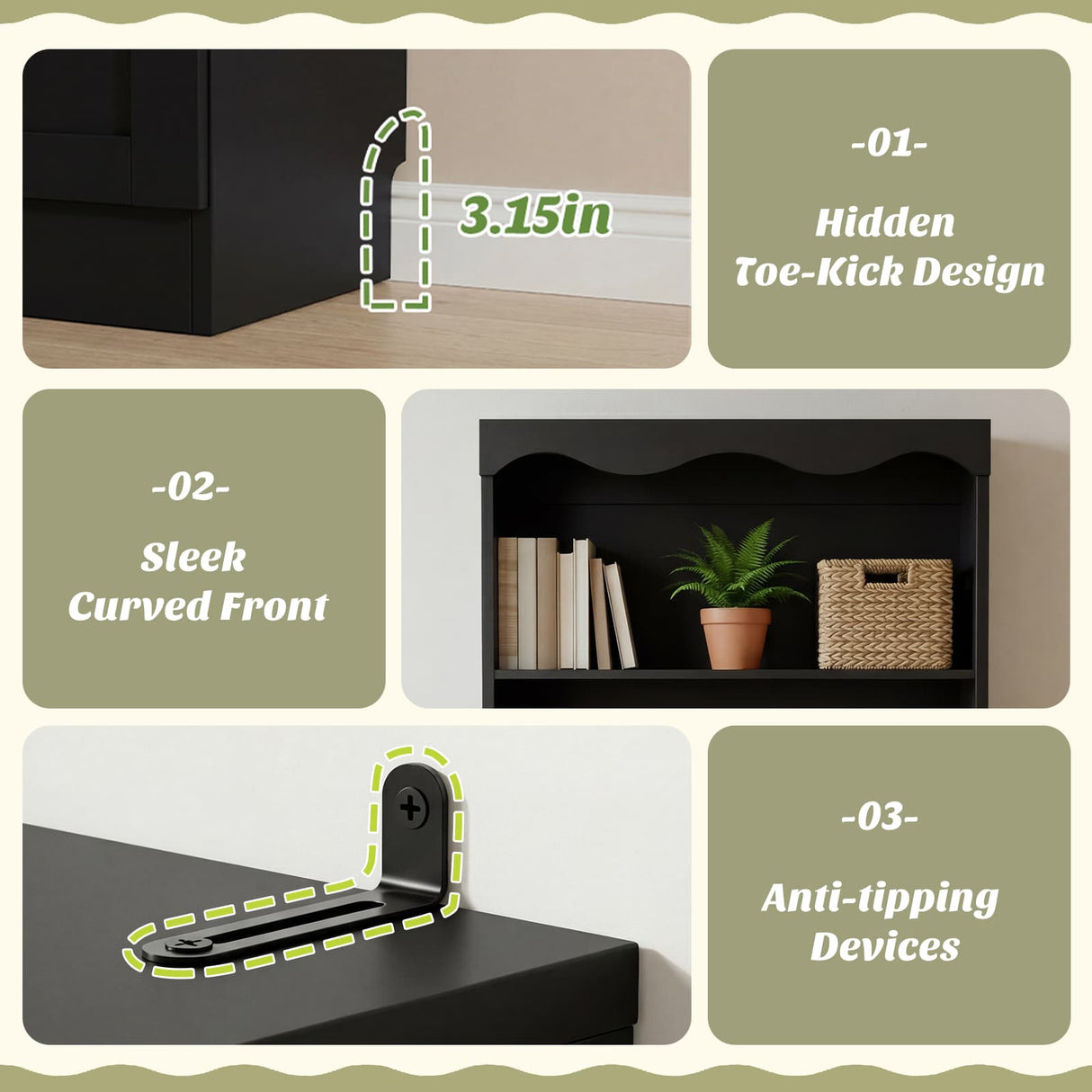 80'' Tall Bookcase with Drawer, Cabinet, and 3-Tier Open Shelves