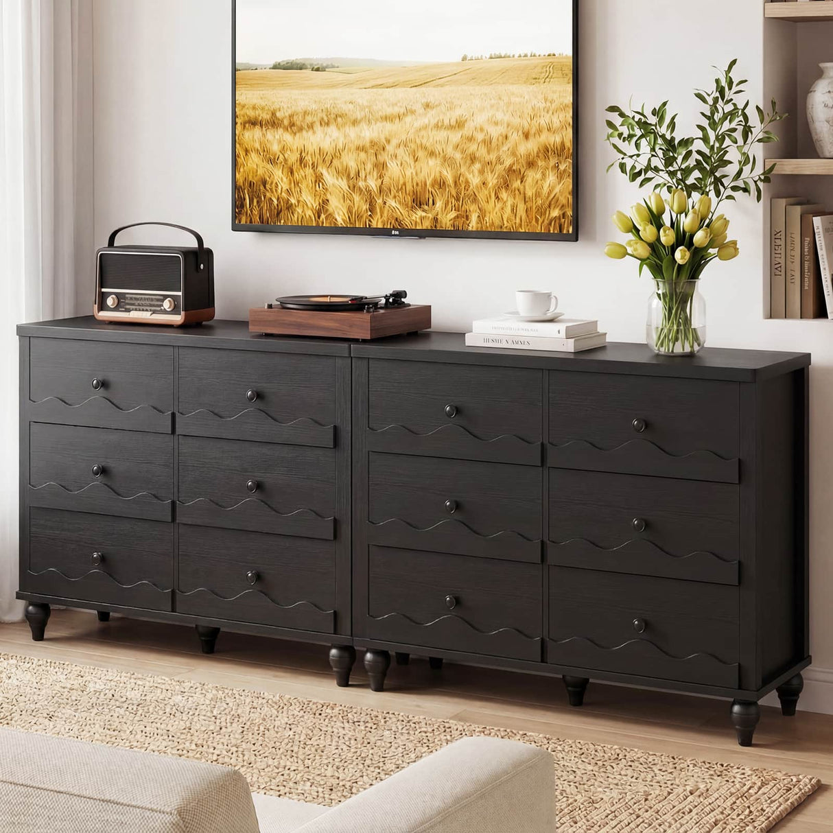 6-Drawer Wooden Dresser for Bedroom, Living Room, Entryway