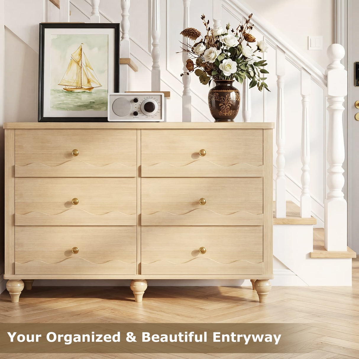 6-Drawer Wooden Dresser for Bedroom, Living Room, Entryway