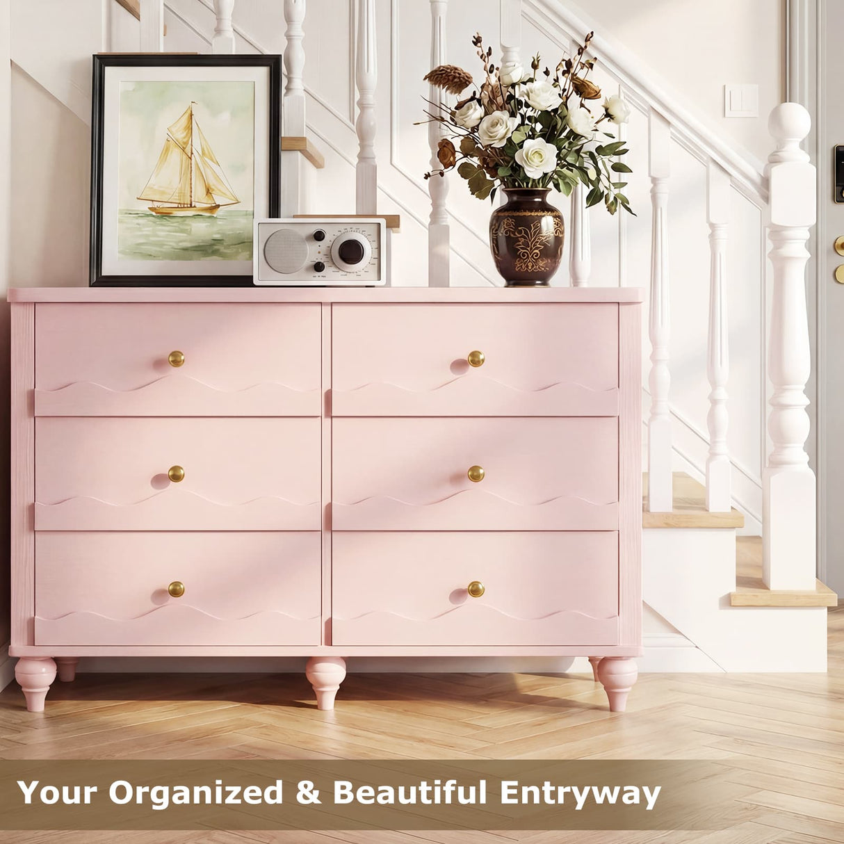 6-Drawer Wooden Dresser for Bedroom, Living Room, Entryway