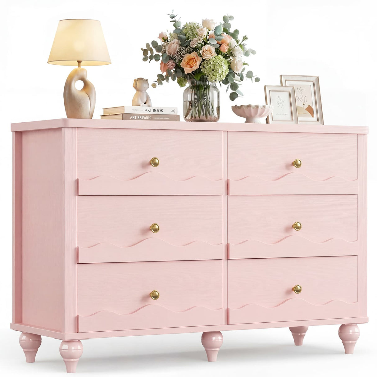 6-Drawer Wooden Dresser for Bedroom, Living Room, Entryway