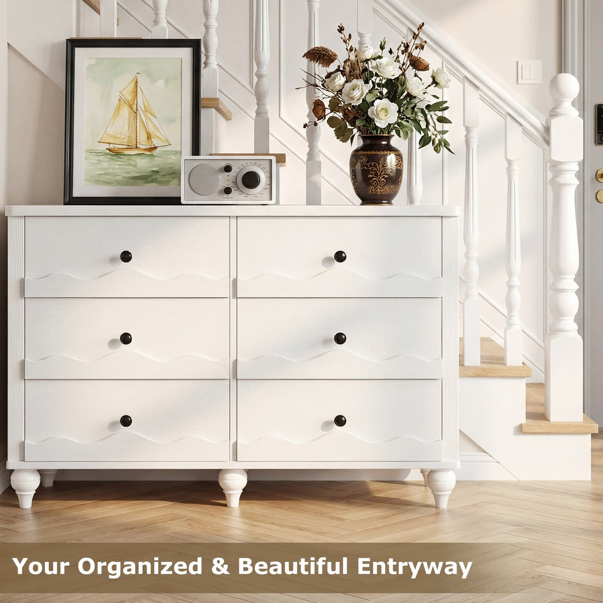 6-Drawer Wooden Dresser for Bedroom, Living Room, Entryway