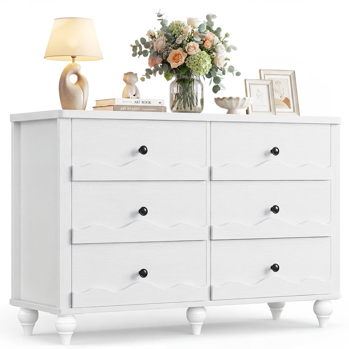 6-Drawer Wooden Dresser for Bedroom, Living Room, Entryway