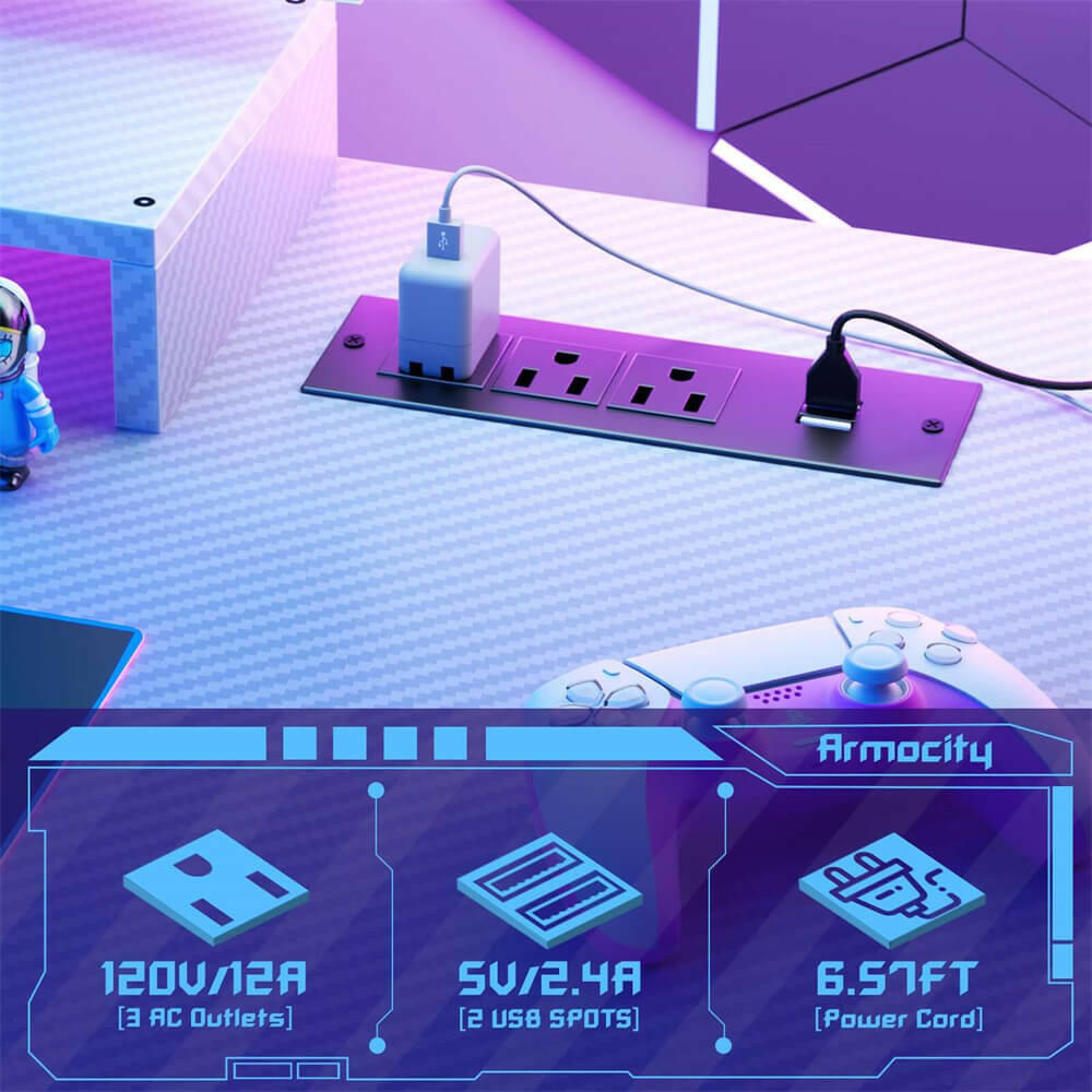 Unikito L Shaped Gaming Desk with Monitor Stand and Shelves, 47'' Gaming Computer Desk with LED Lights and Outlets, Reversible PC Gaming Desk with Keyboard Tray & Z-Shaped Legs