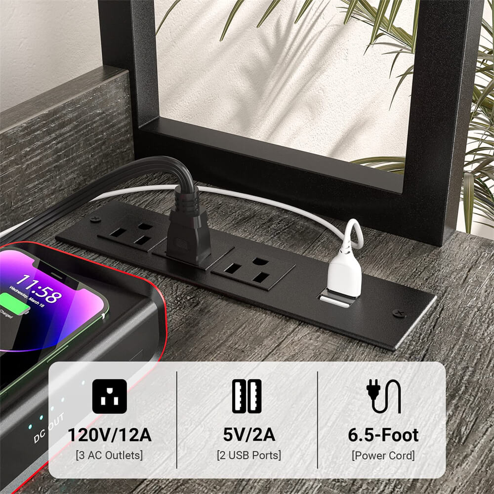 Vertical Filing Cabinet with Lock Drawers, Power Outlets and Shelf