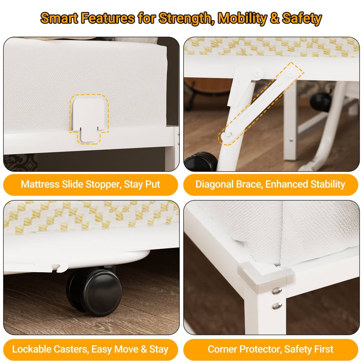 Twin Corner Daybed Frame with Trundle and Storage Headboard, Built-in Outlets and LED Light