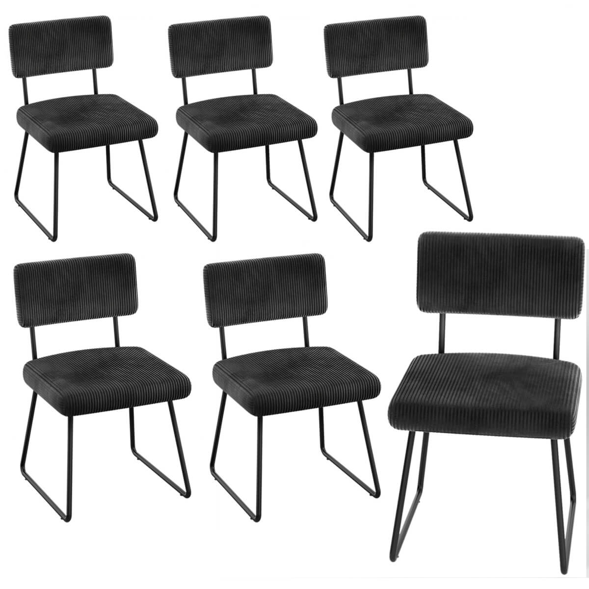 Velvet Dining Chair Sets, with Upholstered Backrest and Metal Legs