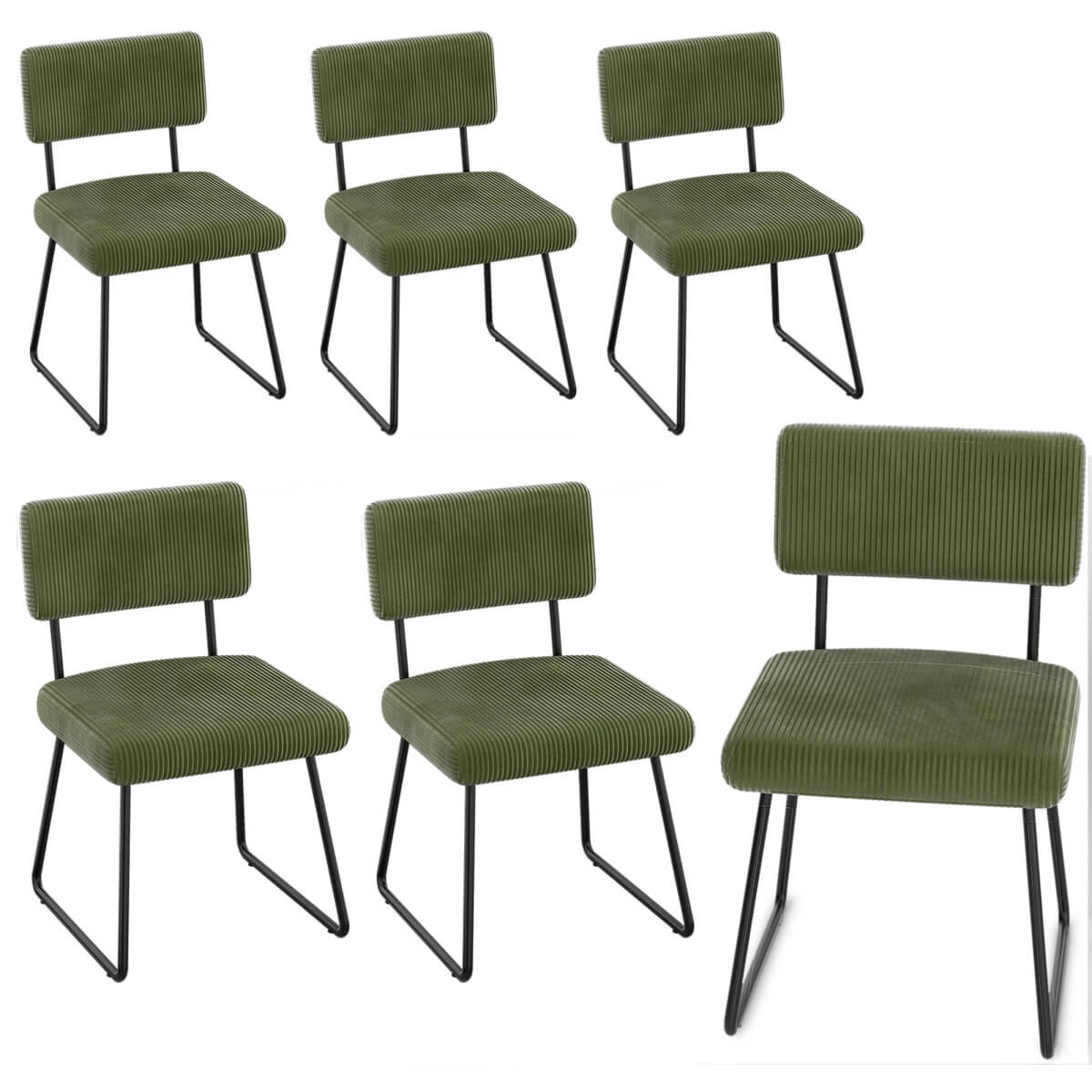 Velvet Dining Chair Sets, with Upholstered Backrest and Metal Legs