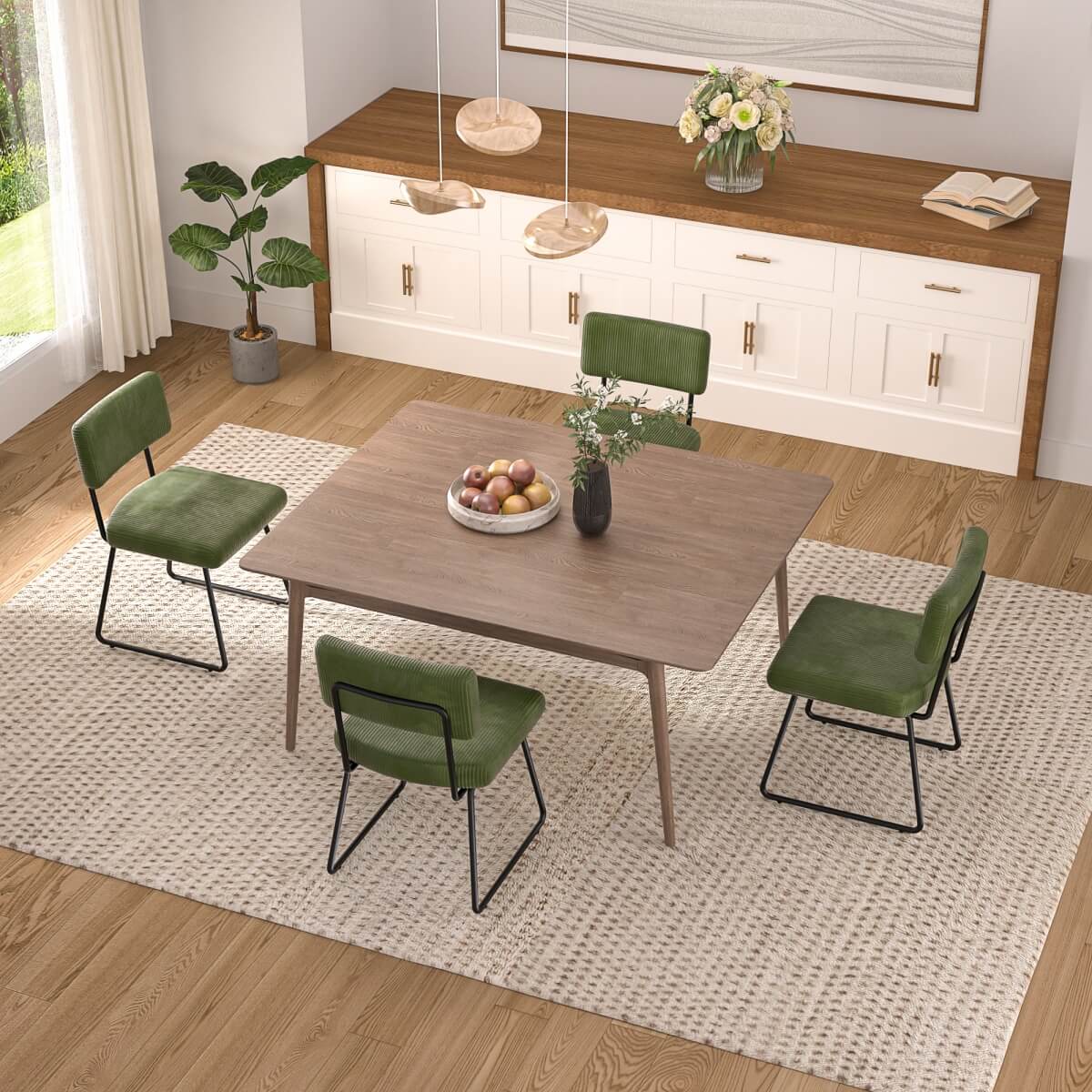 Velvet Dining Chair Sets, with Upholstered Backrest and Metal Legs