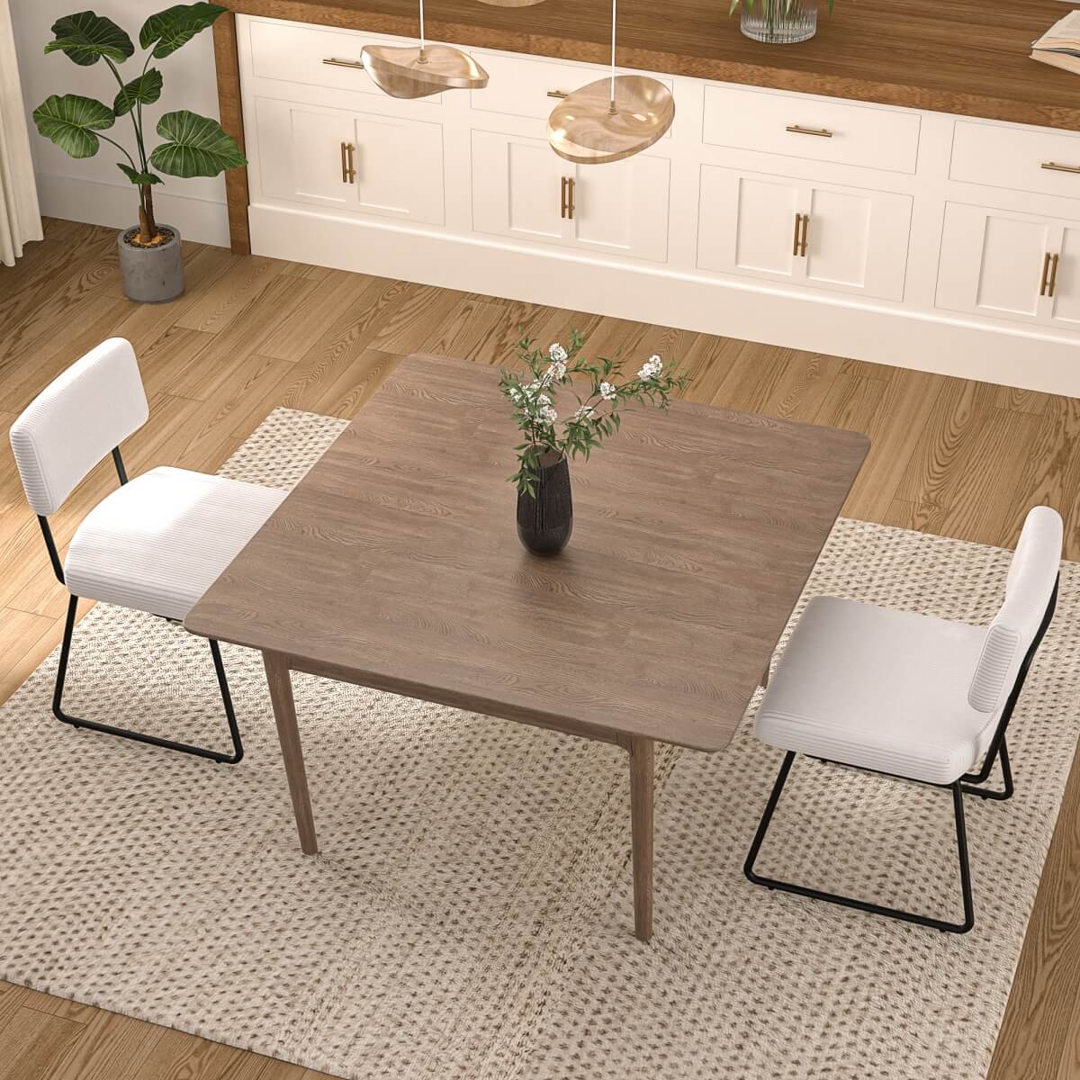 Velvet Dining Chair Sets, with Upholstered Backrest and Metal Legs