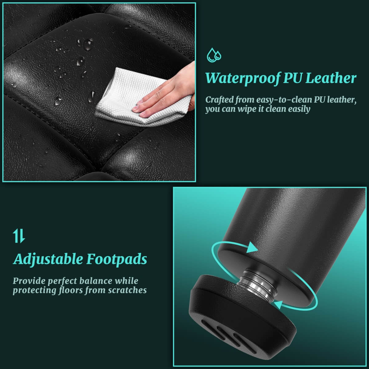 Leather Dining Chairs Sets, Upholstered Kitchen Dining Chairs with Thick Cushion