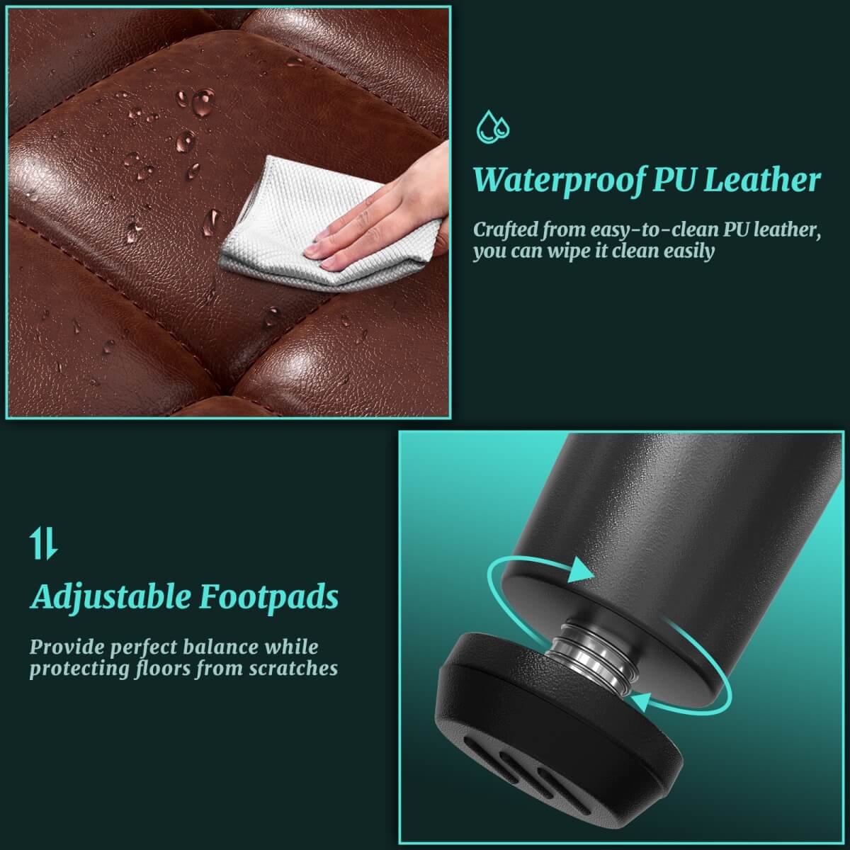 Leather Dining Chairs Sets, Upholstered Kitchen Dining Chairs with Thick Cushion