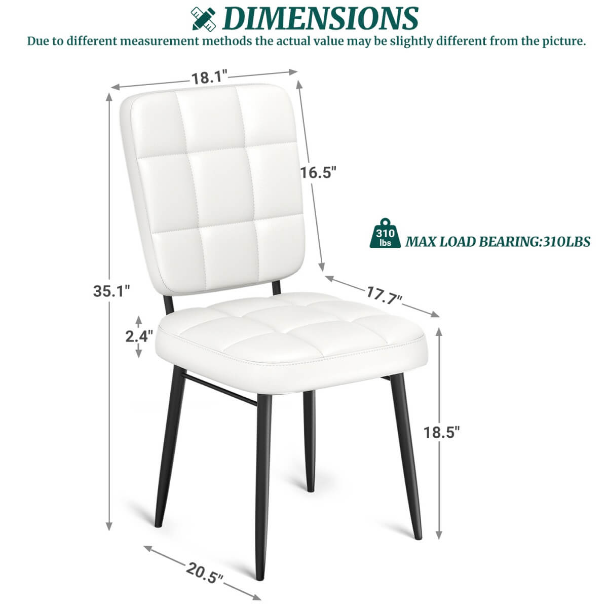 Leather Dining Chairs Sets, Upholstered Kitchen Dining Chairs with Thick Cushion