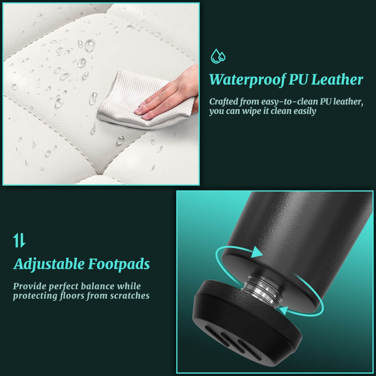 Leather Dining Chairs Sets, Upholstered Kitchen Dining Chairs with Thick Cushion