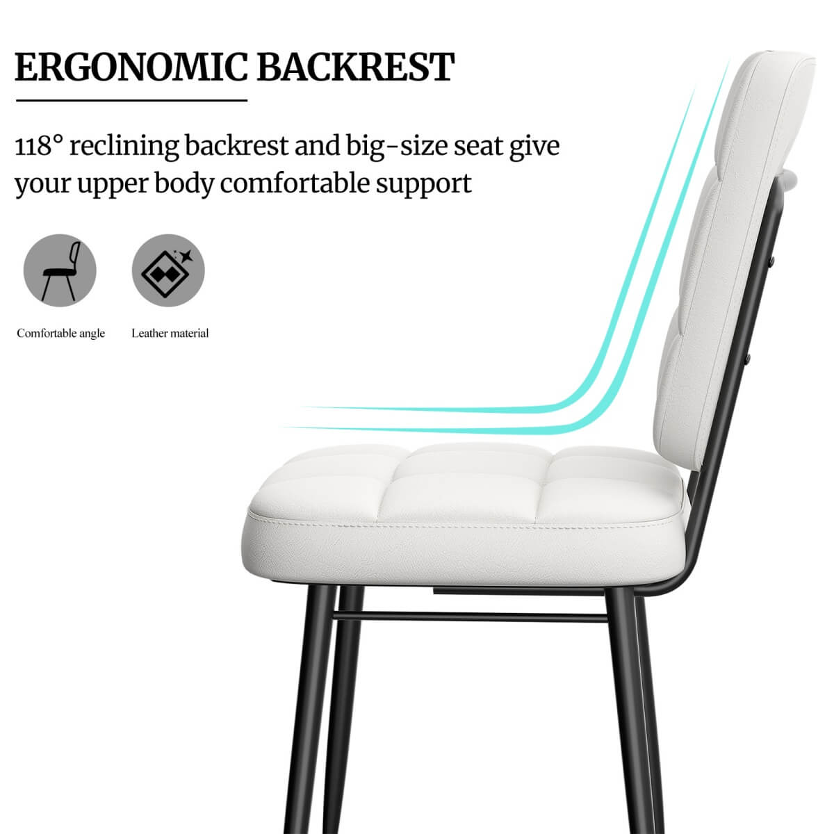 Leather Dining Chairs Sets, Upholstered Kitchen Dining Chairs with Thick Cushion