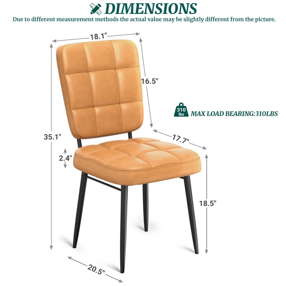 Leather Dining Chairs Sets, Upholstered Kitchen Dining Chairs with Thick Cushion