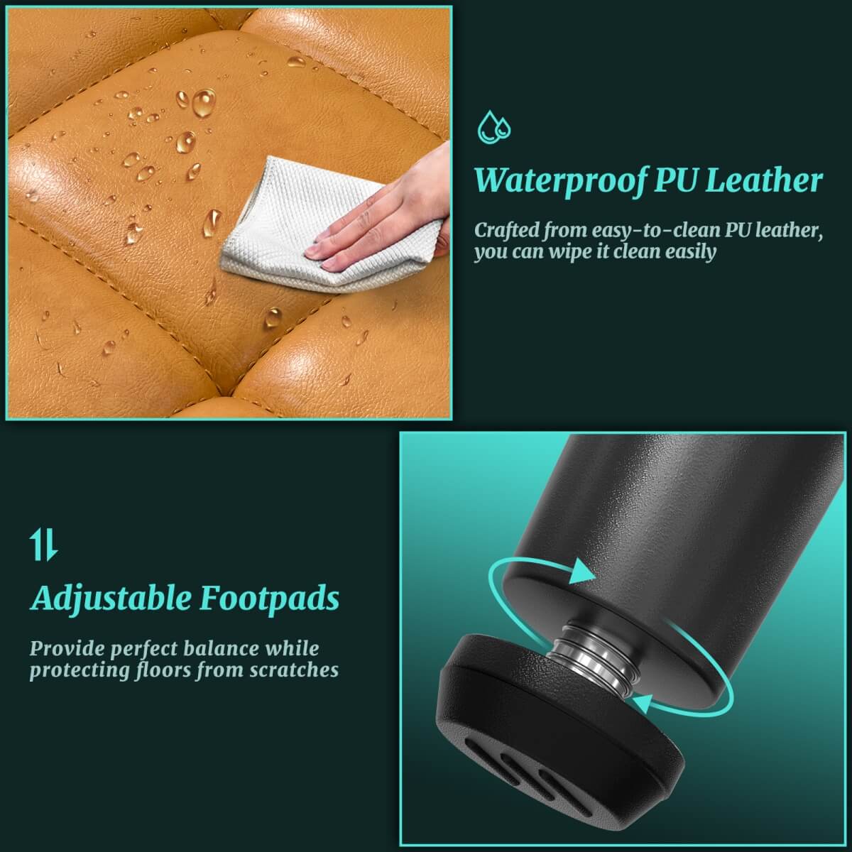 Leather Dining Chairs Sets, Upholstered Kitchen Dining Chairs with Thick Cushion