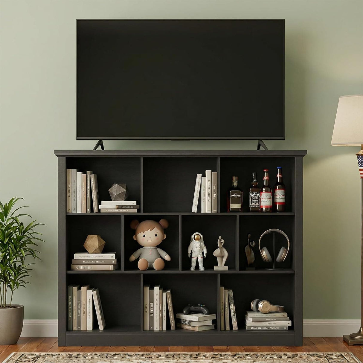 10-Cube Storage Bookcase, Modern Cube Storage Shelf Organizer, Wooden Bookshelf for Living Room, Bedroom, TV Stand & Entryway