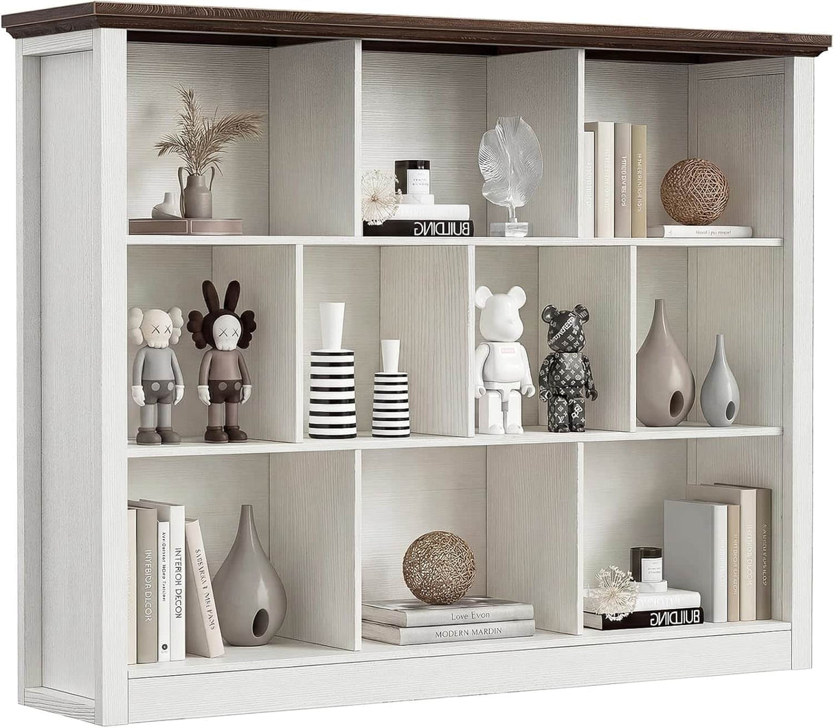 10-Cube Storage Bookcase, Modern Cube Storage Shelf Organizer, Wooden Bookshelf for Living Room, Bedroom, TV Stand & Entryway
