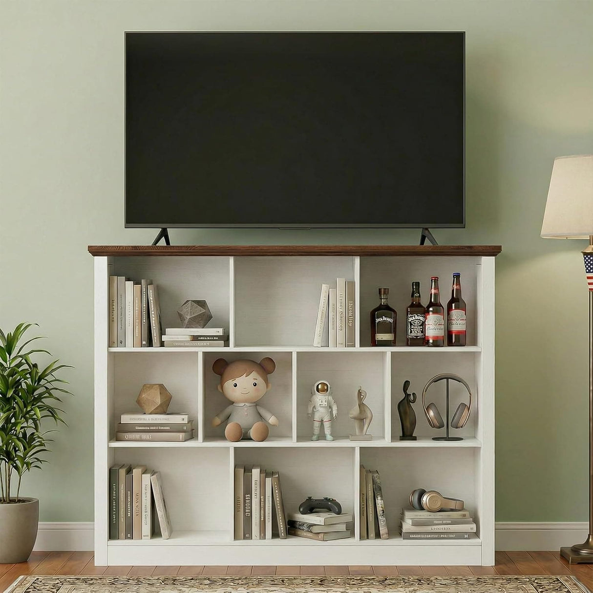 10-Cube Storage Bookcase, Modern Cube Storage Shelf Organizer, Wooden Bookshelf for Living Room, Bedroom, TV Stand & Entryway