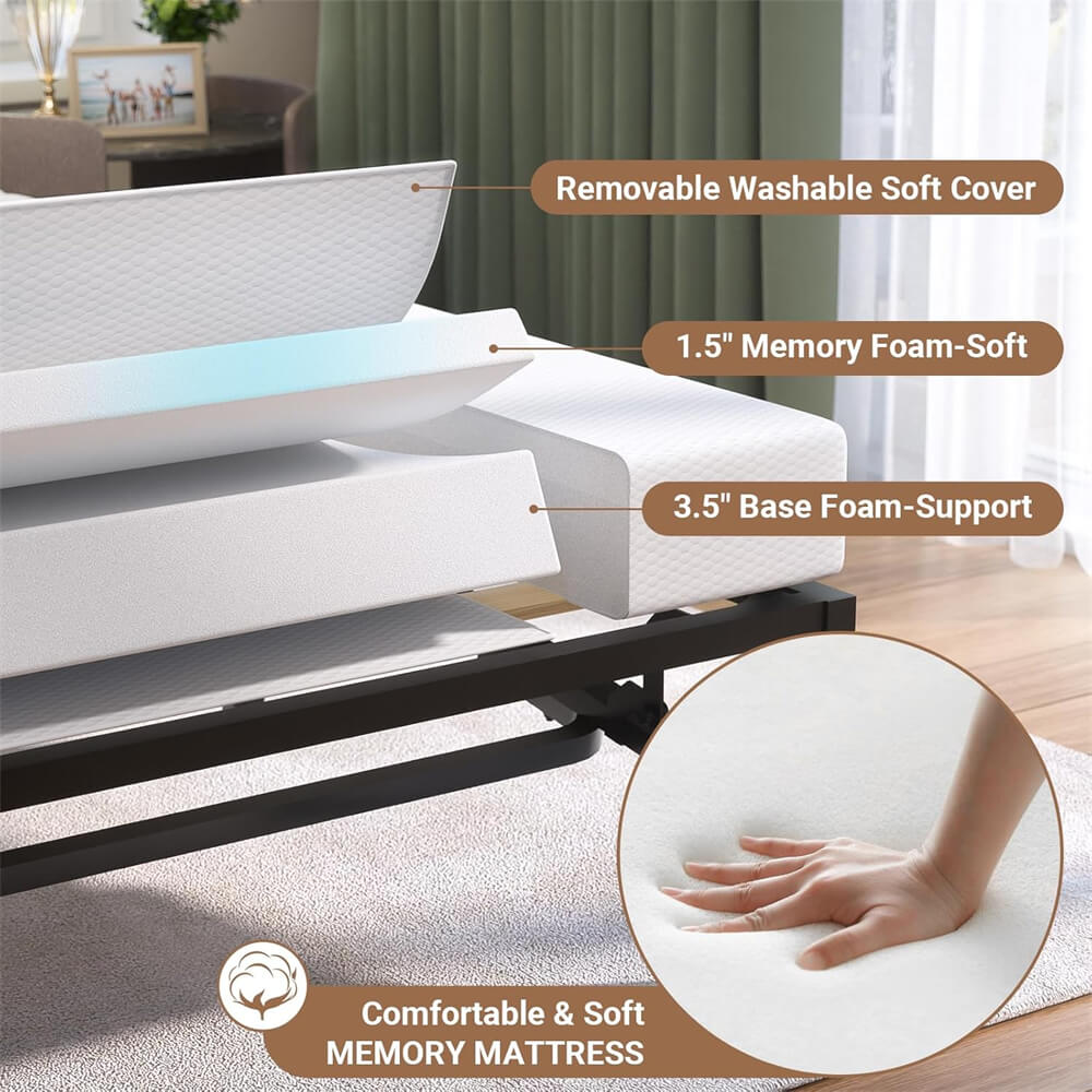 74.8'' x 31.5'' Folding Sofa Bed with 5'' Tri-fold Mattress, Fold Out Couch with Sturdy Metal Frame, Max Load 300 LBS