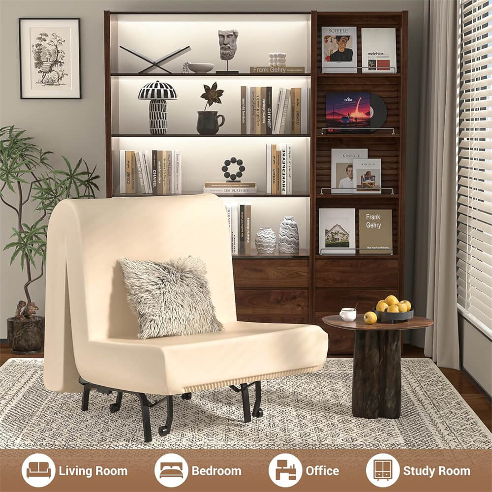 74.8'' x 31.5'' Folding Sofa Bed with 5'' Tri-fold Mattress, Fold Out Couch with Sturdy Metal Frame, Max Load 300 LBS