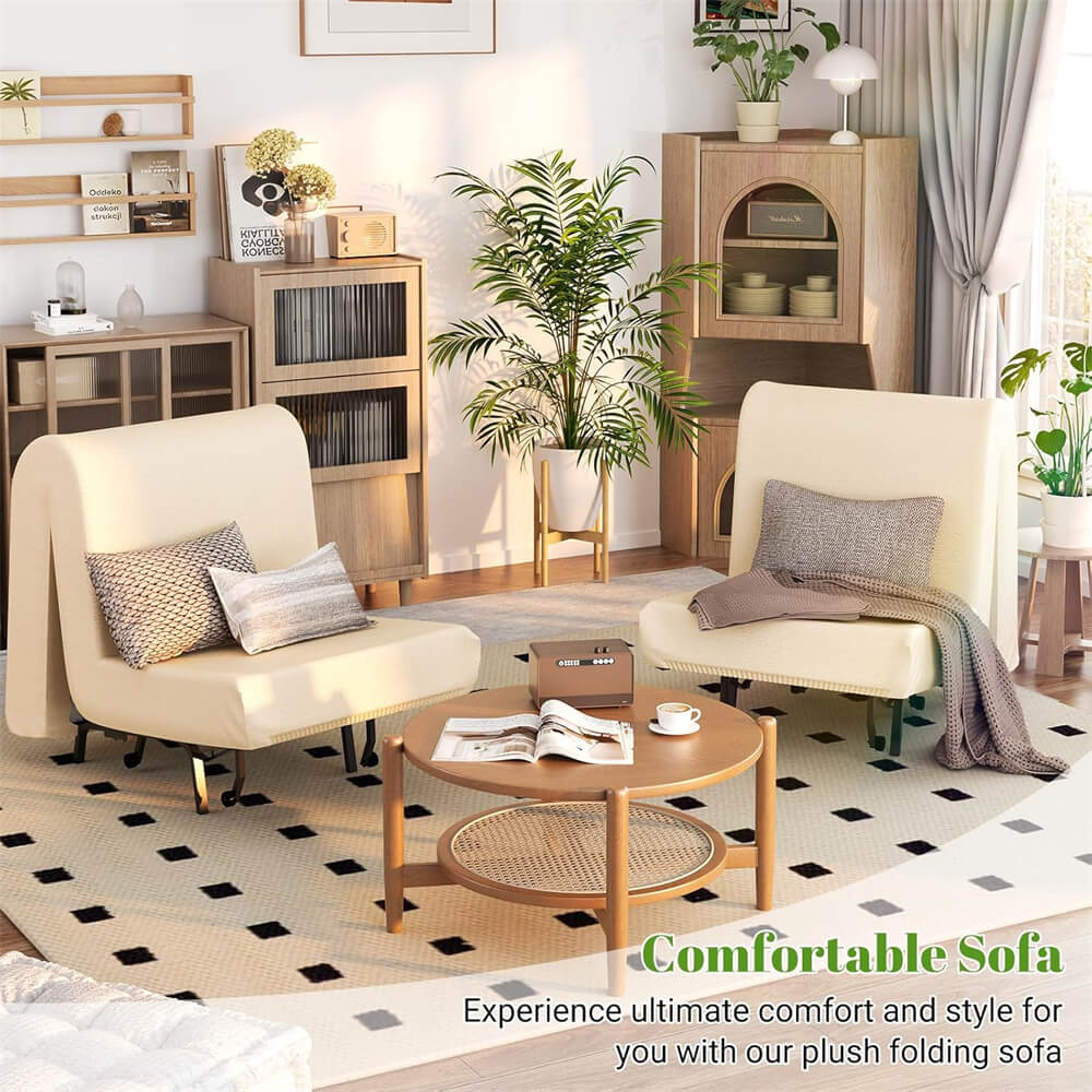 74.8'' x 31.5'' Folding Sofa Bed with 5'' Tri-fold Mattress, Fold Out Couch with Sturdy Metal Frame, Max Load 300 LBS